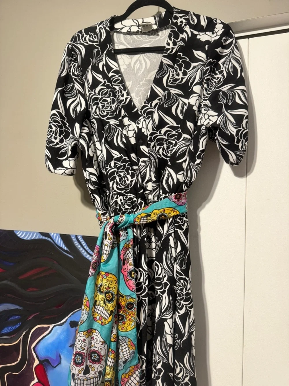 Black White Floral Maxi Dress 3XL | Breezy Boho Summer Frock - Picture 9 of 11